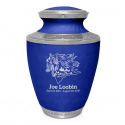 Running Horses Cremation Urn - Royal Blue