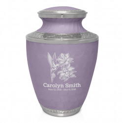 Hummingbird Flowers Cremation Urn - Regal Purple