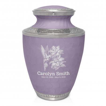 Hummingbird Flowers Cremation Urn - Regal Purple