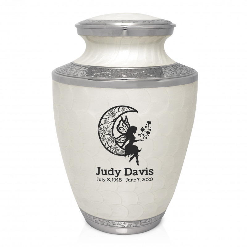 Fairy In the Moon Cremation Urn - Radiant White
