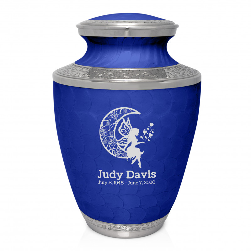 Fairy In the Moon Cremation Urn - Royal Blue