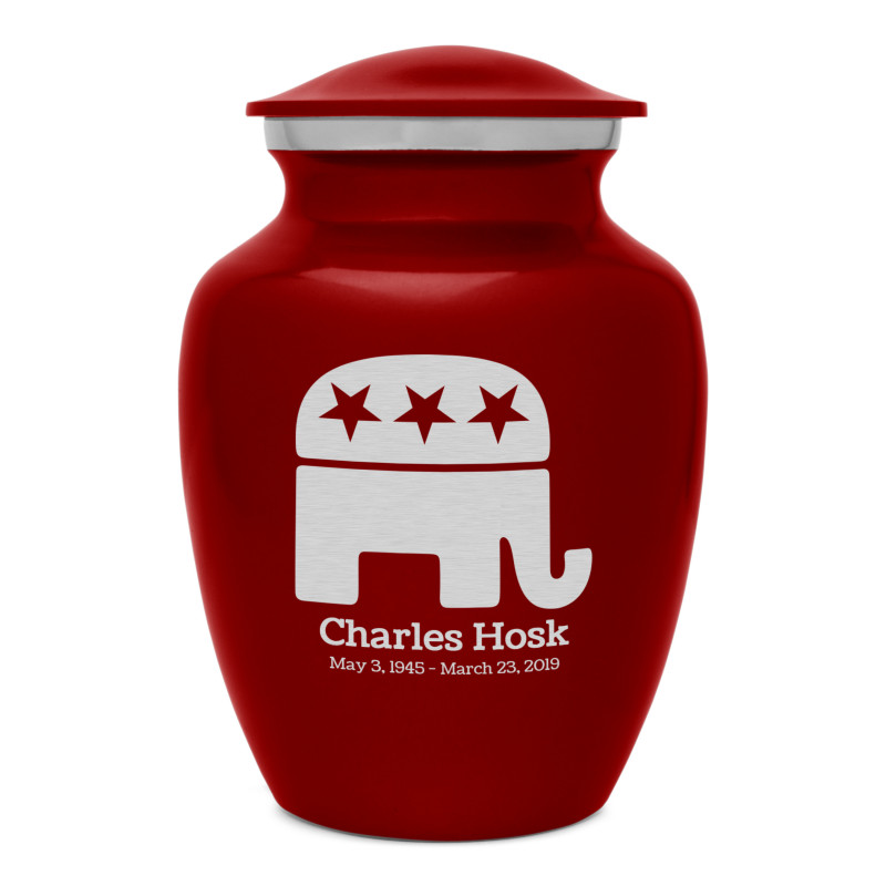 Republican Elephant Sharing Urn - Ruby Red