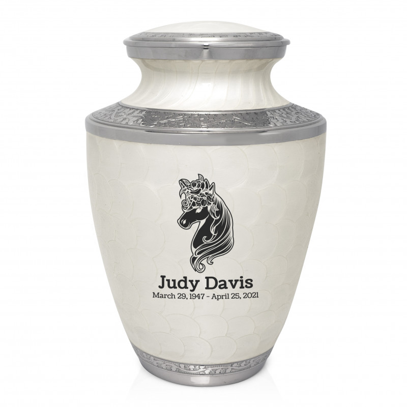 Floral Unicorn Cremation Urn - Radiant White