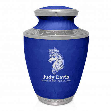 Floral Unicorn Cremation Urn - Royal Blue