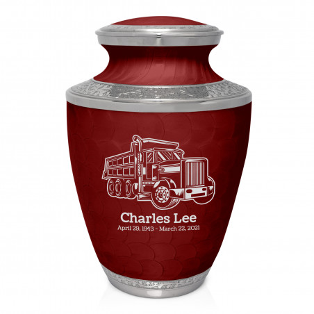Dumping Truck Cremation Urn - Rose Red