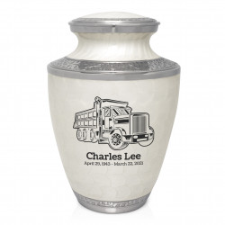 Dumping Truck Cremation Urn - Radiant White