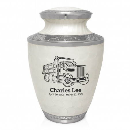 Dumping Truck Cremation Urn - Radiant White