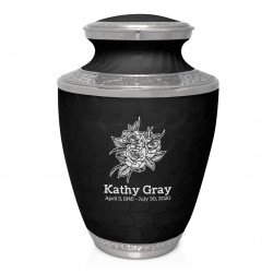 Rose Buds Cremation Urn - Ebony Black