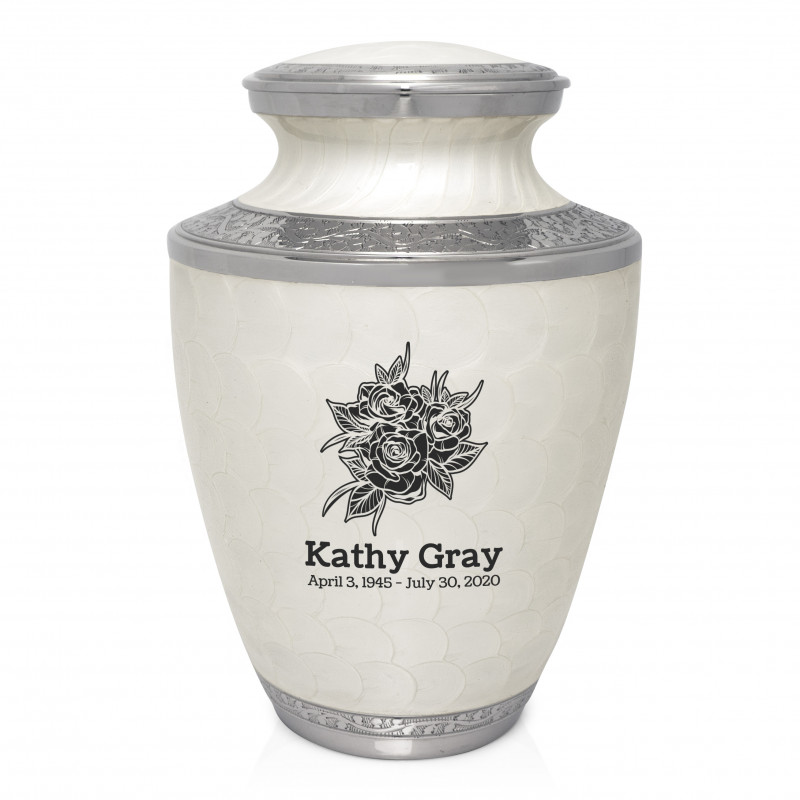 Rose Buds Cremation Urn - Radiant White