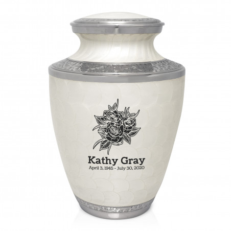Rose Buds Cremation Urn - Radiant White