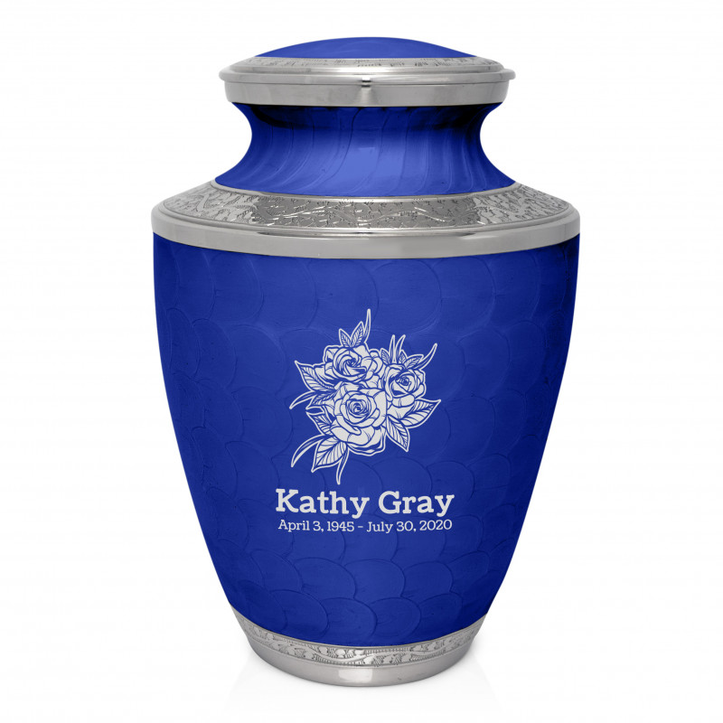 Rose Buds Cremation Urn - Royal Blue