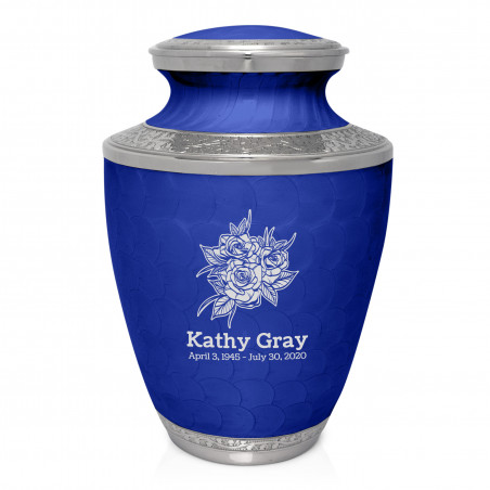 Rose Buds Cremation Urn - Royal Blue