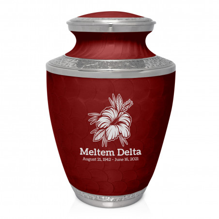 Hibiscus Flower Cremation Urn - Rose Red