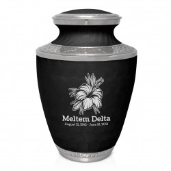 Hibiscus Flower Cremation Urn - Ebony Black