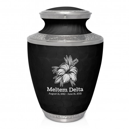 Hibiscus Flower Cremation Urn - Ebony Black