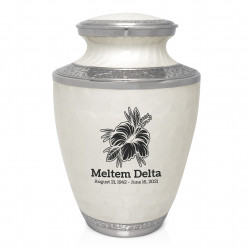 Hibiscus Flower Cremation Urn - Radiant White
