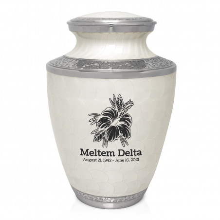 Hibiscus Flower Cremation Urn - Radiant White