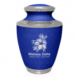 Hibiscus Flower Cremation Urn - Royal Blue
