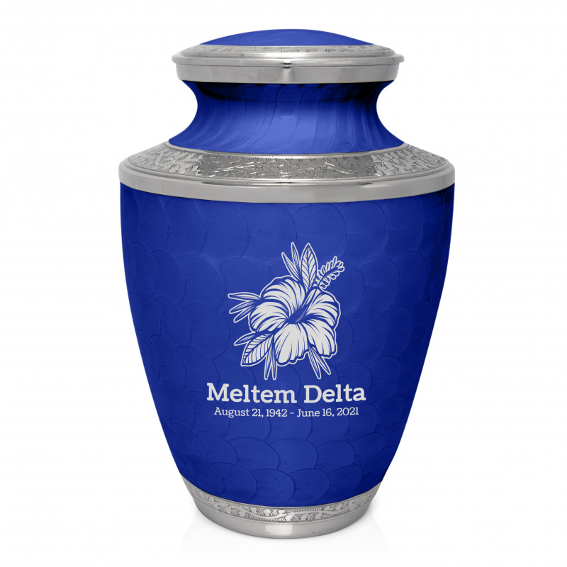 Hibiscus Flower Cremation Urn - Royal Blue