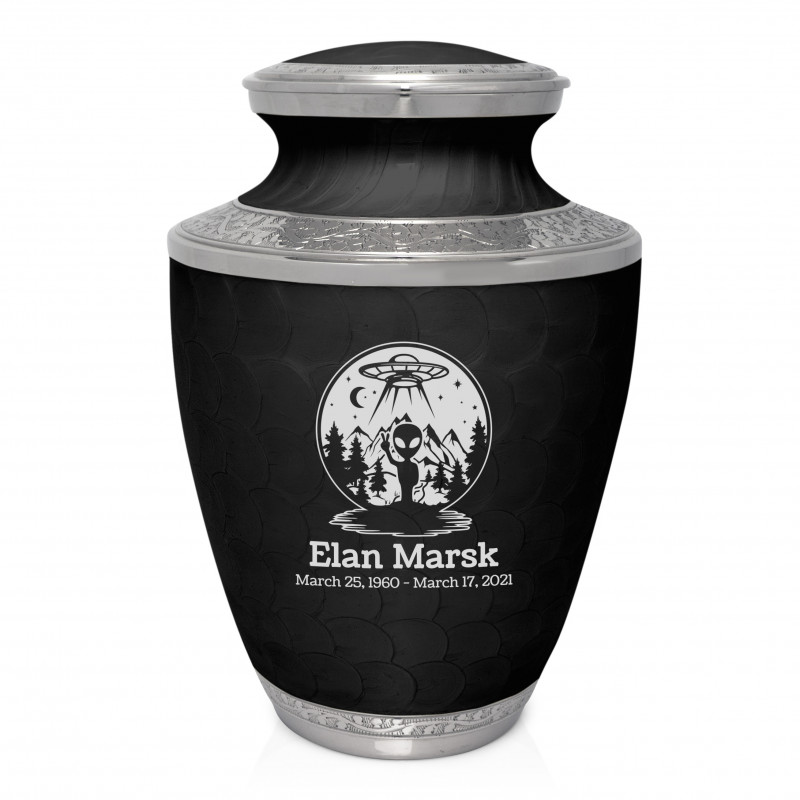 Alien UFO Cremation Urn - Ebony Black
