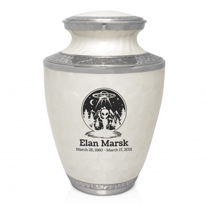 Alien UFO Cremation Urn - Radiant White
