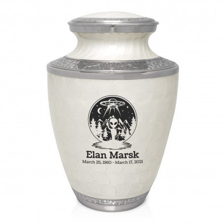 Alien UFO Cremation Urn - Radiant White