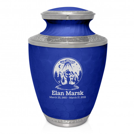Alien UFO Cremation Urn - Royal Blue