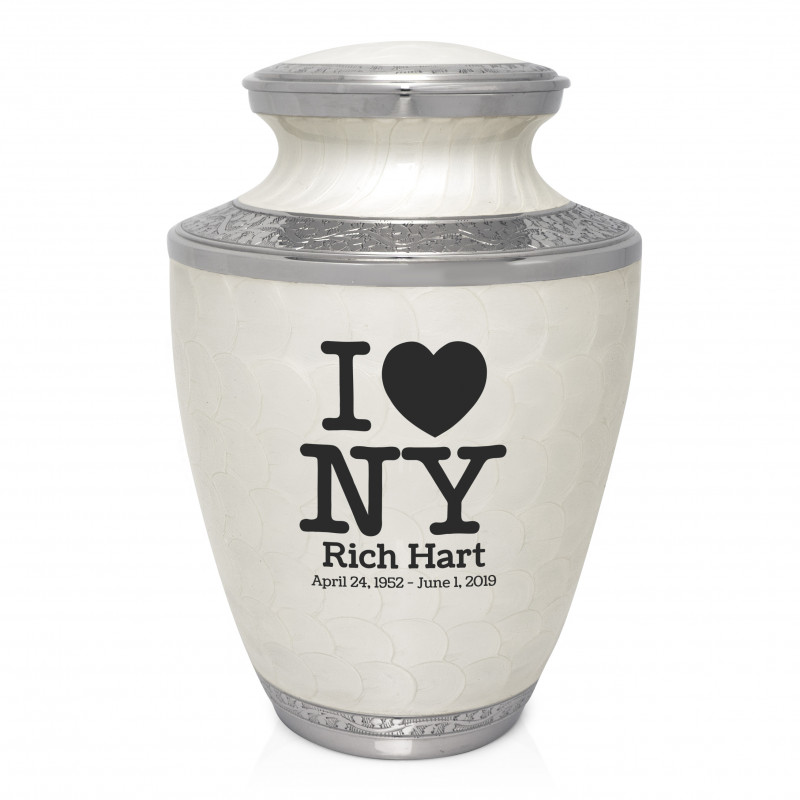 I Love NY (New York) Cremation Urn - Radiant White
