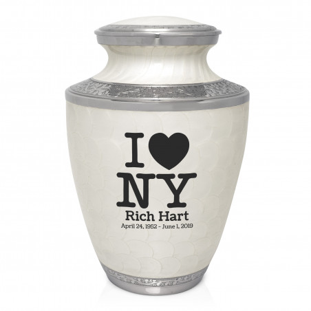 I Love NY (New York) Cremation Urn - Radiant White