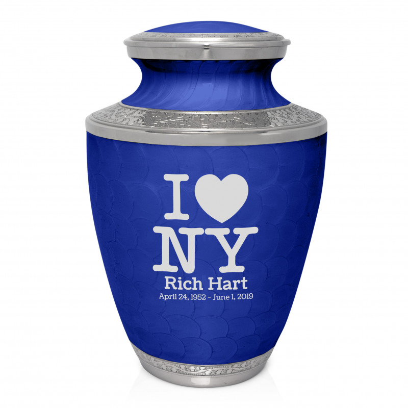 I Love NY (New York) Cremation Urn - Royal Blue