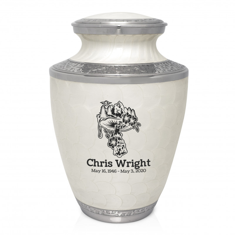 Mushroom Nature Cremation Urn - Radiant White