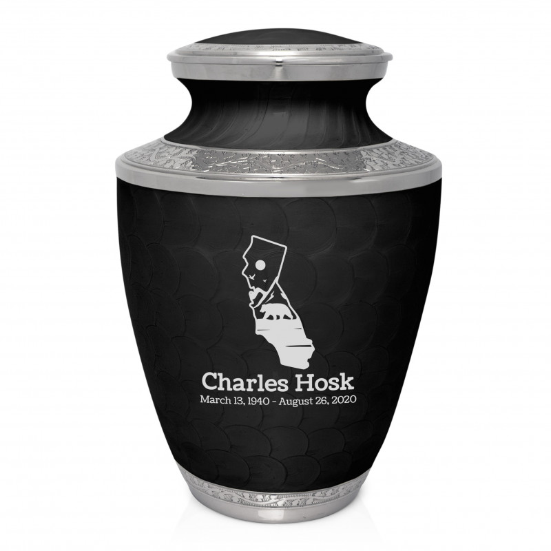 California Landscape Cremation Urn - Ebony Black