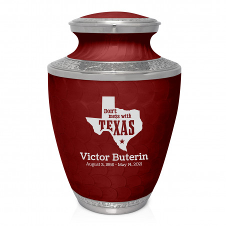 Don't Mess with Texas Cremation Urn - Rose Red