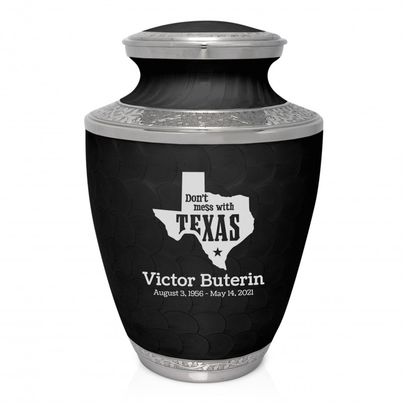 Don't Mess with Texas Cremation Urn - Ebony Black