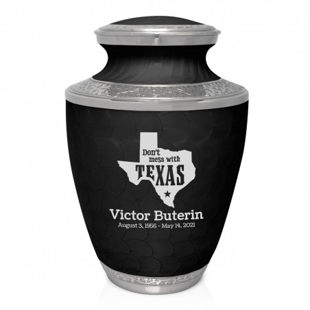Don't Mess with Texas Cremation Urn - Ebony Black