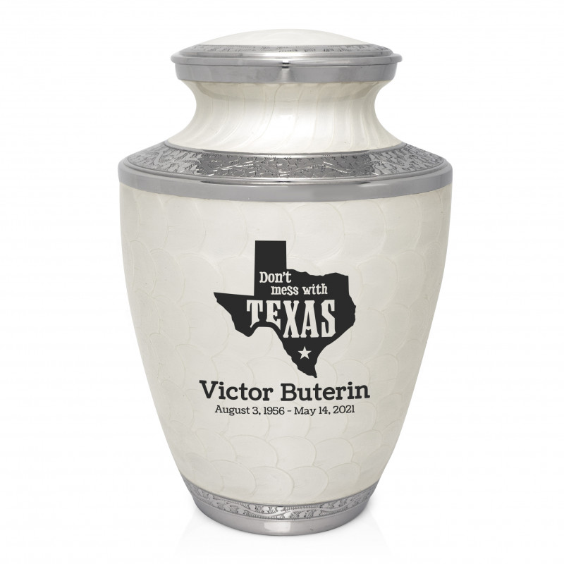 Don't Mess with Texas Cremation Urn - Radiant White