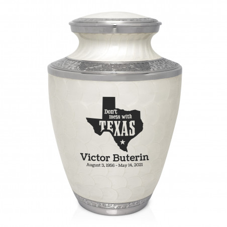 Don't Mess with Texas Cremation Urn - Radiant White