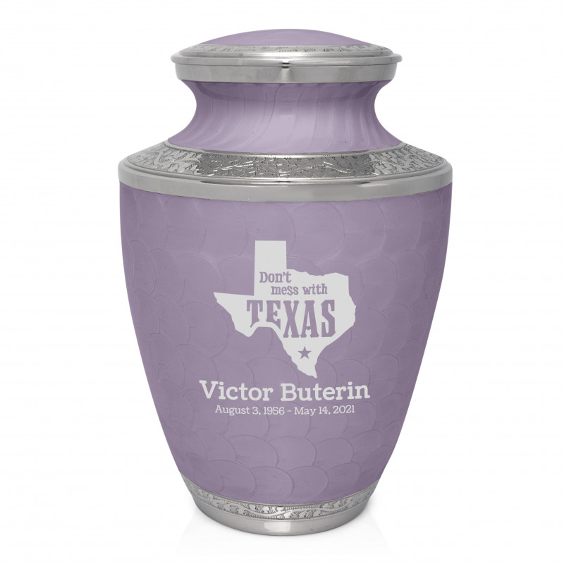 Don't Mess with Texas Cremation Urn - Regal Purple