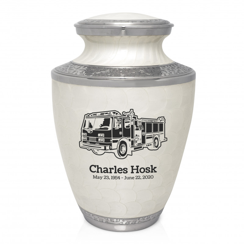 Firetruck Cremation Urn - Radiant White