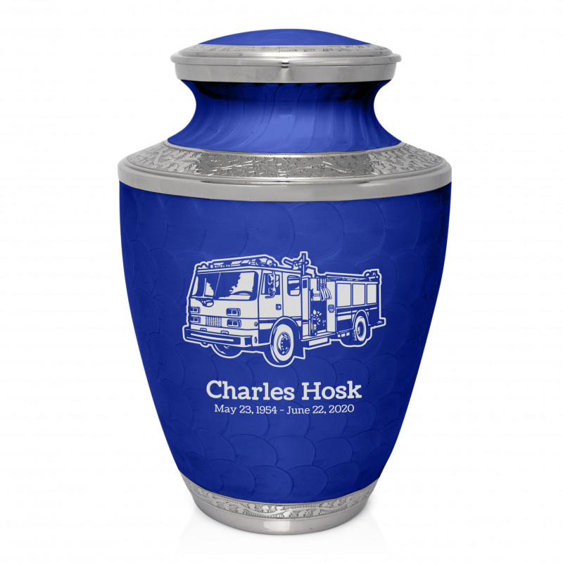 Firetruck Cremation Urn - Royal Blue