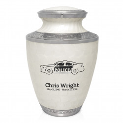 Police Car Cremation Urn - Radiant White