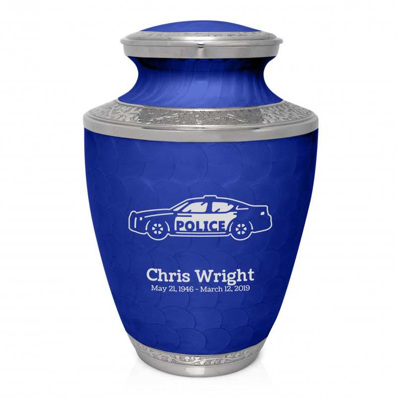 Police Car Cremation Urn - Royal Blue