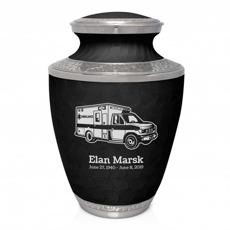 Ambulance Cremation Urn - Ebony Black