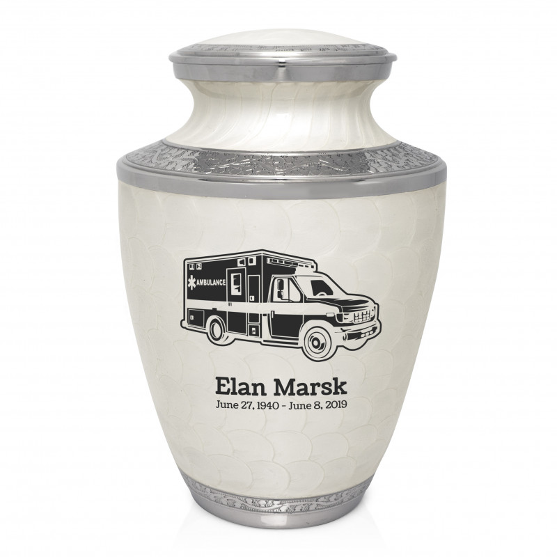 Ambulance Cremation Urn - Radiant White