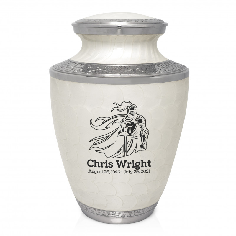 Knight Cremation Urn - Radiant White