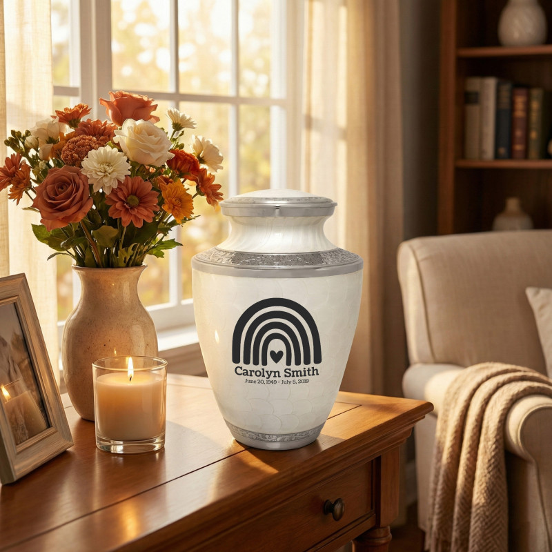 Rainbow Cremation Urn - Radiant White