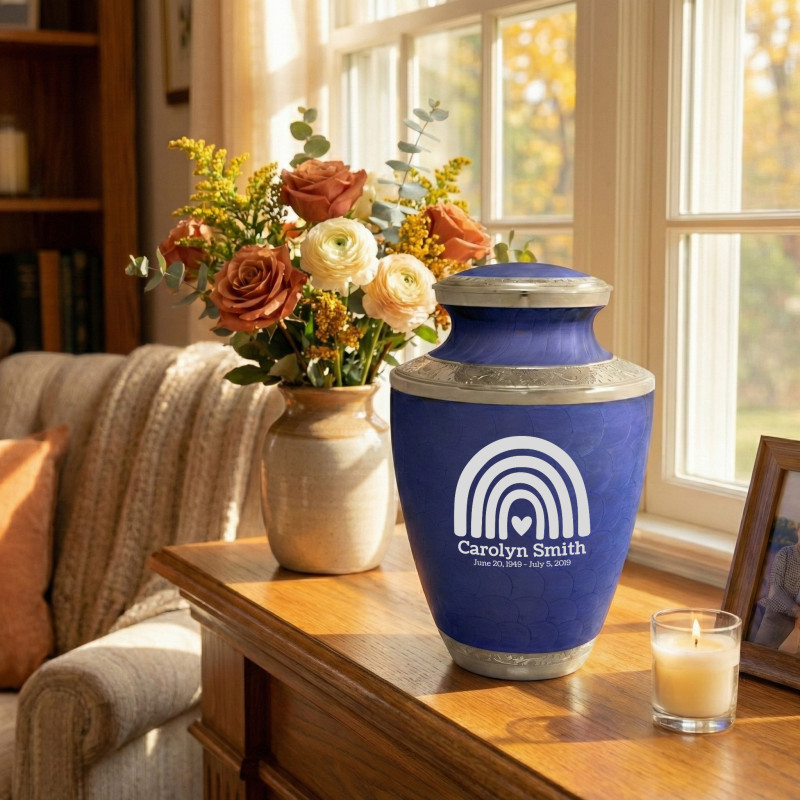 Rainbow Cremation Urn - Royal Blue