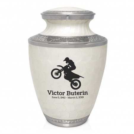 Dirt Bike Cremation Urn - Radiant White