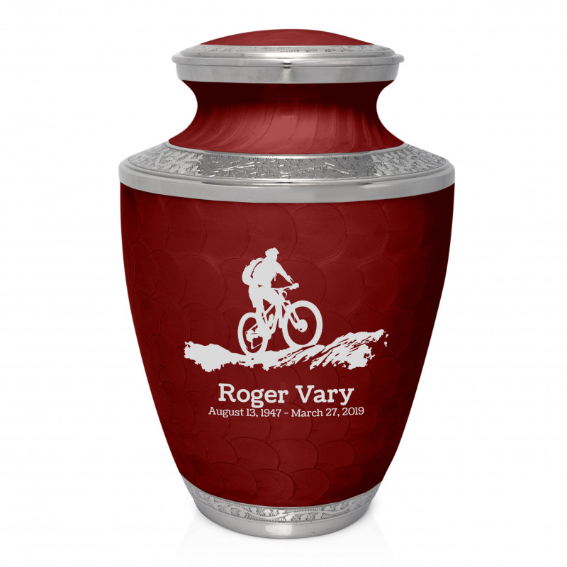 Mountain Bike Cremation Urn - Rose Red