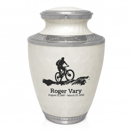 Mountain Bike Cremation Urn - Radiant White